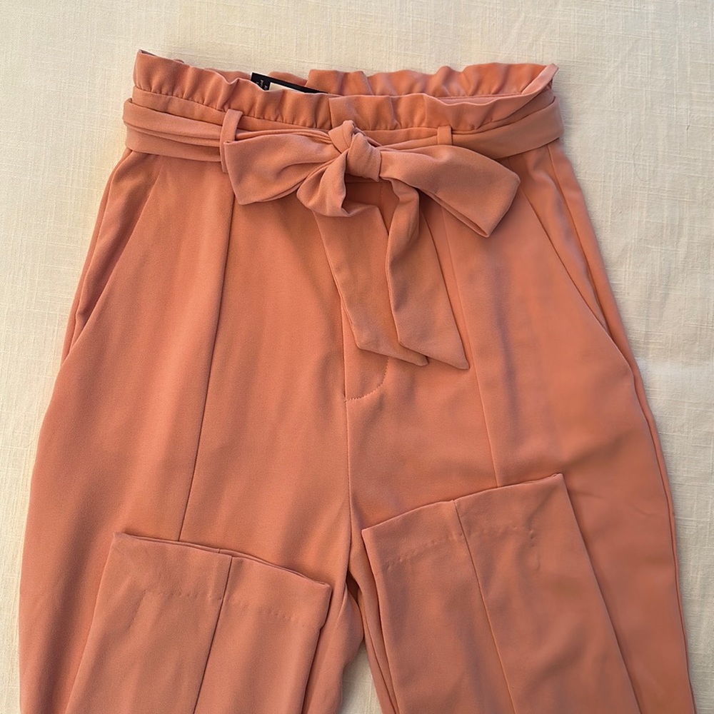 DO+BE peach high waited tie pants
